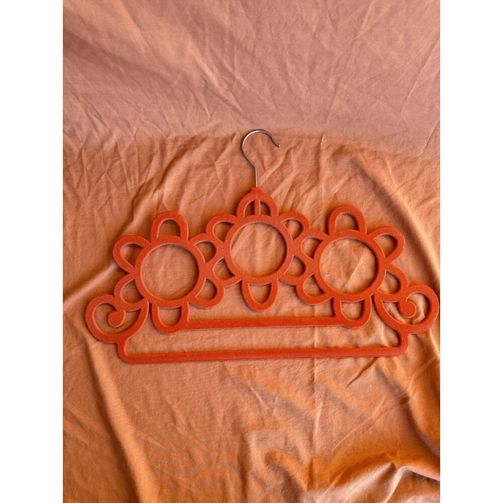 groovy orange tri flower clothing hanger made of felt